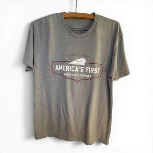 Indian Motorcycle Circle Short Sleeve Tshirt Heather Gray Graphic Tee Size M